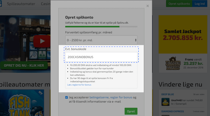 Spilnu casino Bonuskode