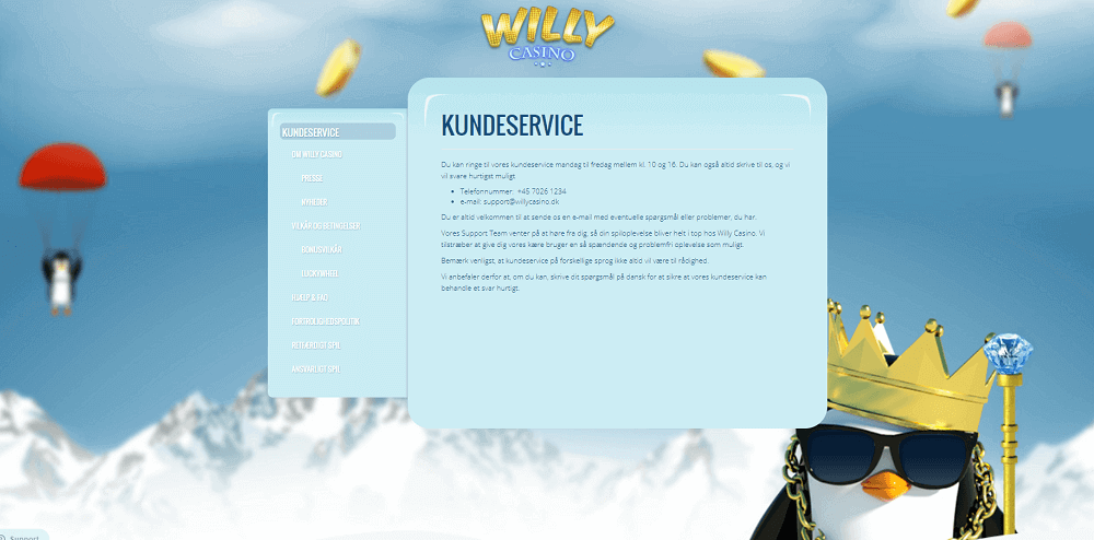 Kundeservice Willy Casino
